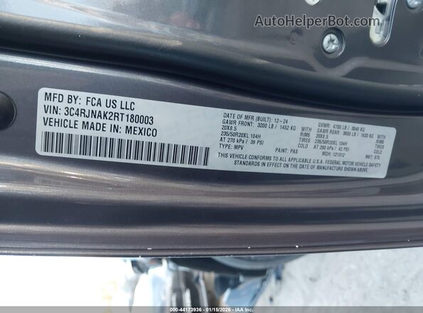 3C4RJNAK2RT180003 2024 JEEP WAGONEER S Серый Вид подкапотного пространства
