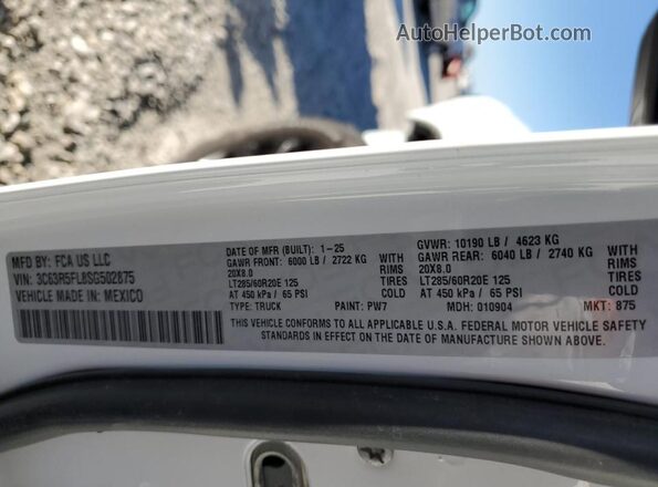 3C63R5FL8SG502875 2025 RAM 2500 White 