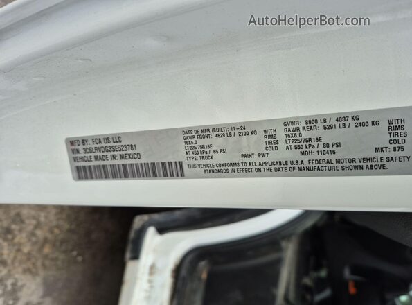 3C6LRVDG3SE523781 2025 RAM PROMASTER 2500  