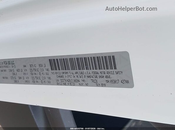 3C6TRVNG9LE100204 2020 RAM PROMASTER 1500 Белый Вид подкапотного пространства