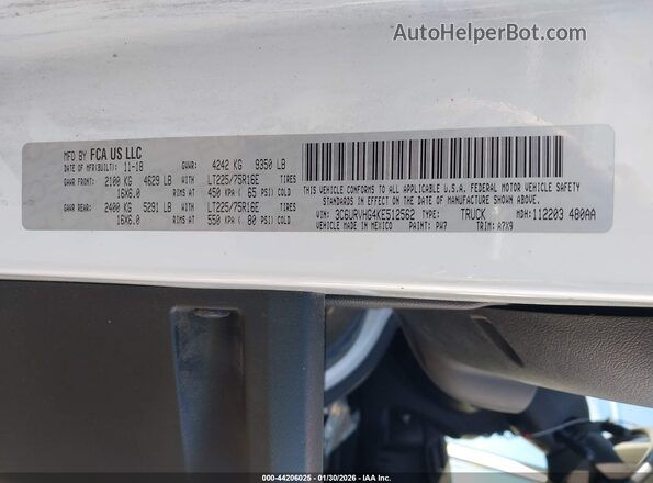 3C6URVHG4KE512562 2019 RAM PROMASTER 3500 White 