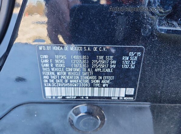 3CZRU5H58GM733083 2016 HONDA HR-V Black Vista de la etiqueta del VIN