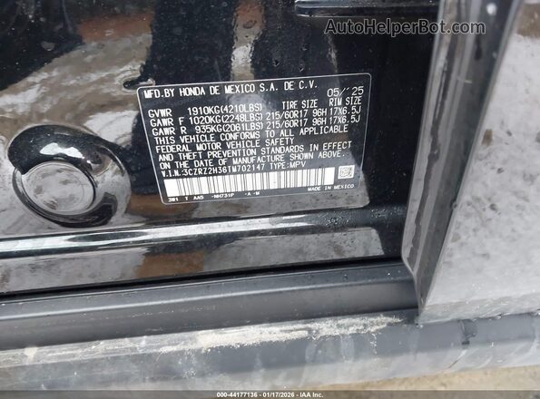 3CZRZ2H36TM702147 2026 HONDA HR-V Black Вид підкапотного простору