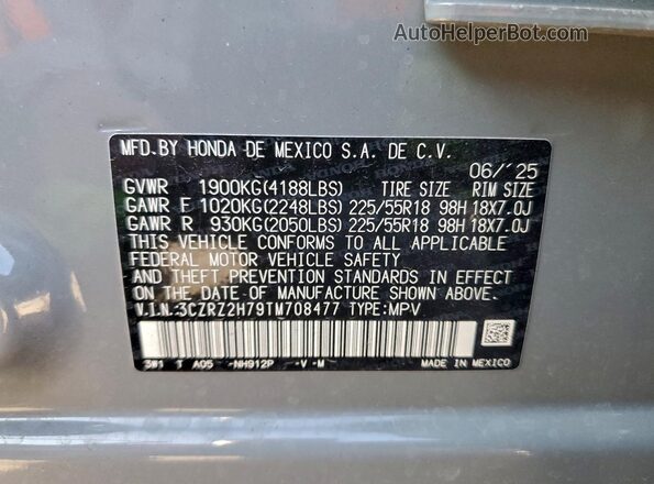 3CZRZ2H79TM708477 2026 HONDA HR-V Gray Вид підкапотного простору