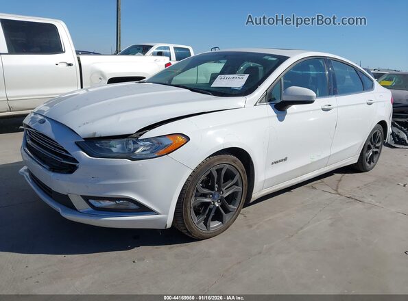 3FA6P0LUXJR269425 2018 FORD FUSION HYBRID White Vista tres cuartos delantera izquierda