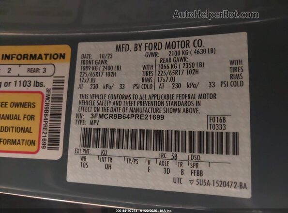 3FMCR9B64PRE21699 2023 FORD BRONCO SPORT Blue 