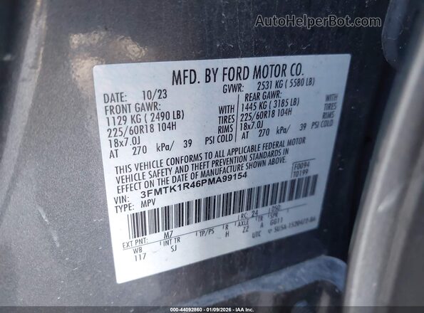3FMTK1R46PMA99154 2023 FORD MUSTANG MACH-E Gray Вид підкапотного простору