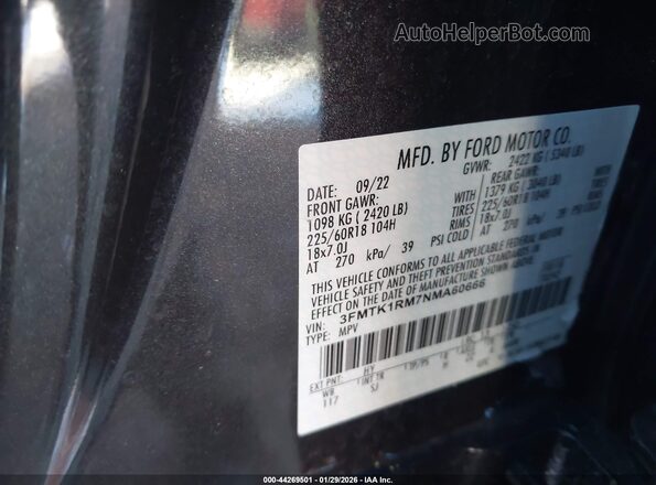 3FMTK1RM7NMA60666 2022 FORD MUSTANG MACH-E Gray Vista del compartimento del motor