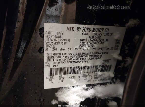 3FMTK1SS2MMA43765 2021 FORD MUSTANG MACH-E Black 
