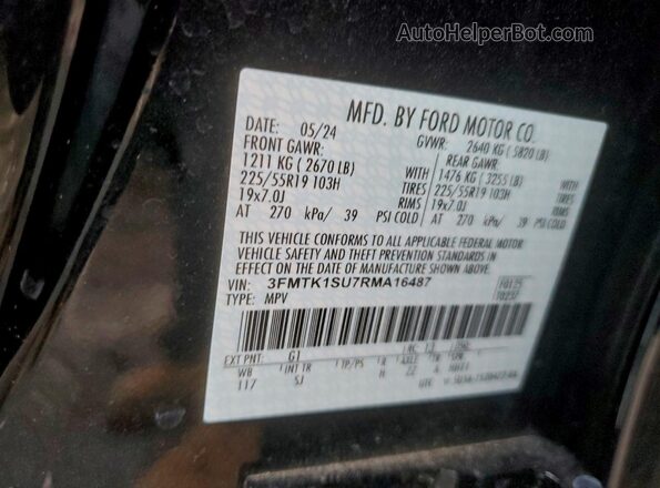 3FMTK1SU7RMA16487 2024 FORD MUSTANG Black Вид наклейки з VIN-кодом