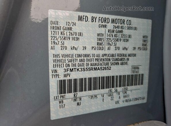 3FMTK3S55RMA52652 2024 FORD MUSTANG MACH-E PREMI Silver 