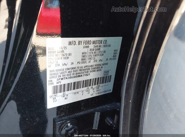 3FMTK3SU0SMA11021 2025 FORD MUSTANG MACH-E PREMI Black Շարժիչի բաժամունքի տեսք