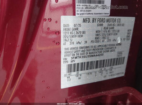 3FMTK3SU3SMA44255 2025 FORD MUSTANG MACH-E PREMI Red 