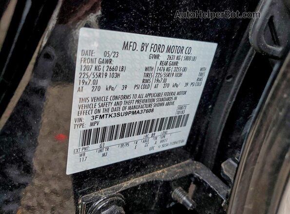 3FMTK3SU9PMA37608 2023 FORD MUSTANG MACH-E PREMI Black VIN კოდის სტიკერის ხედი