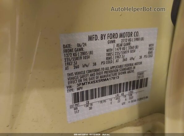 3FMTK4SX5RMA17813 2024 FORD MUSTANG MACH-E Yellow Widok komory silnika