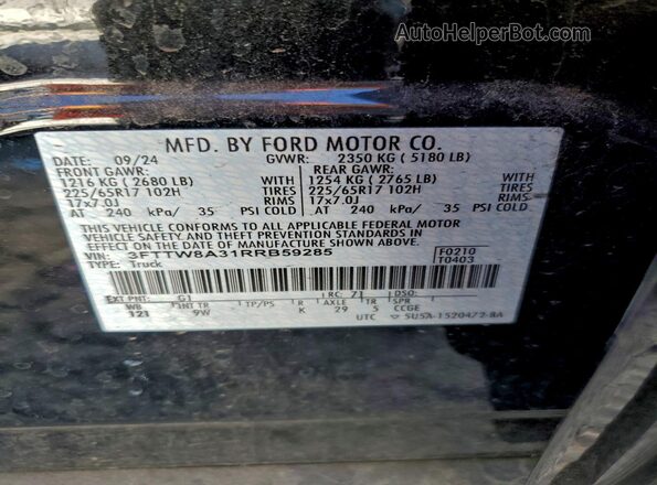 3FTTW8A31RRB59285 2024 FORD MAVERICK Черный Вид подкапотного пространства