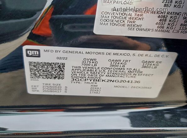 3GCPYBEK2NG204136 2022 CHEVROLET SILVERADO Black ძრავის განყოფილების ხედი
