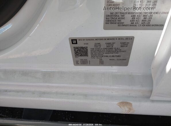 3GCUYGED6LG367581 2020 CHEVROLET SILVERADO Белый Вид подкапотного пространства