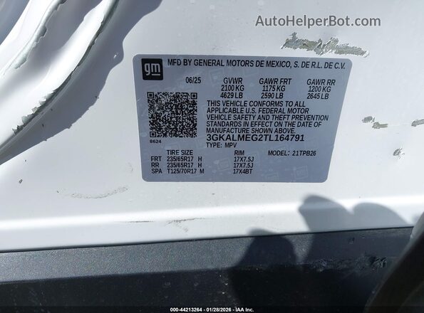 3GKALMEG2TL164791 2026 GMC TERRAIN White Շարժիչի բաժամունքի տեսք