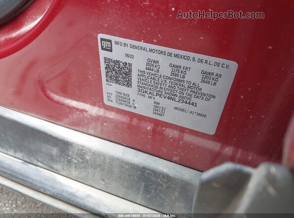 3GKALPEV4NL234441 2022 GMC TERRAIN Red Widok komory silnika