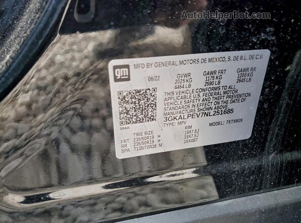 3GKALPEV7NL251685 2022 GMC TERRAIN Черный Вид наклейки с VIN-кодом