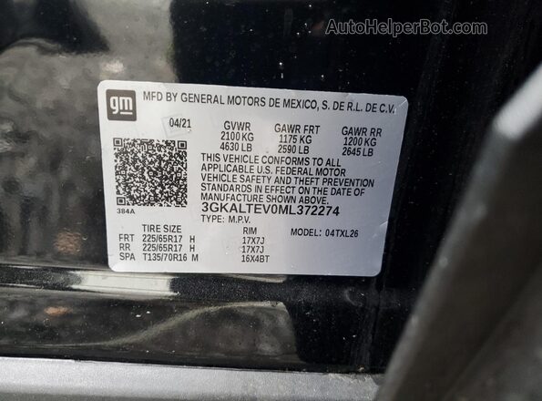 3GKALTEV0ML372274 2021 GMC TERRAIN Black Սալոնի 360 աստիճան տեսք