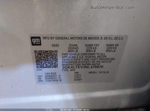 3GKALTEV3NL179876 2022 GMC TERRAIN Silver Engine compartment view