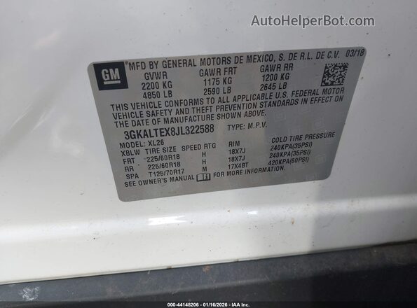 3GKALTEX8JL322588 2018 GMC TERRAIN White Vista del compartimento del motor