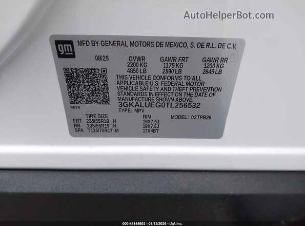 3GKALUEG0TL256532 2026 GMC TERRAIN White Engine compartment view