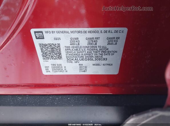 3GKALUEG9SL309193 2025 GMC TERRAIN Red 