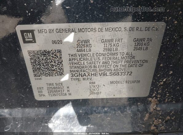 3GNAXHEV9LS683372 2020 CHEVROLET EQUINOX Black Вид підкапотного простору