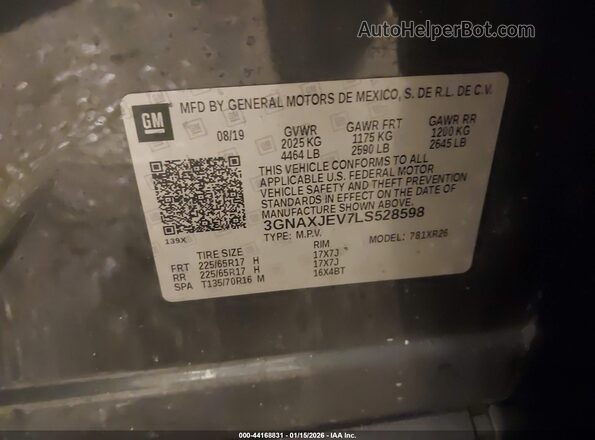 3GNAXJEV7LS528598 2020 CHEVROLET EQUINOX Серый Вид подкапотного пространства