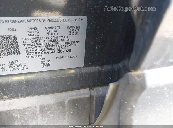 3GNAXKEV6ML367825 2021 CHEVROLET EQUINOX Gray Vista del compartimento del motor