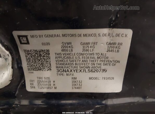 3GNAXYEX7LS620739 2020 CHEVROLET EQUINOX Dark Blue Engine compartment view