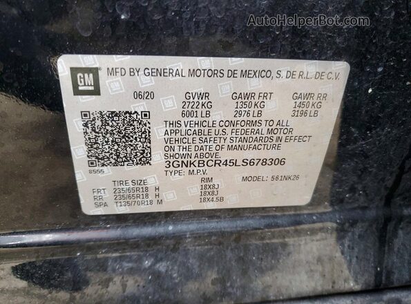 3GNKBCR45LS678306 2020 CHEVROLET BLAZER Black Vista de la etiqueta del VIN