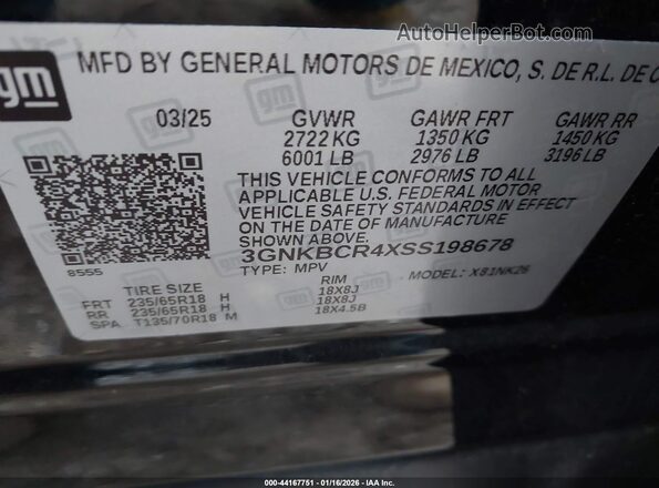 3GNKBCR4XSS198678 2025 CHEVROLET BLAZER Black Widok komory silnika