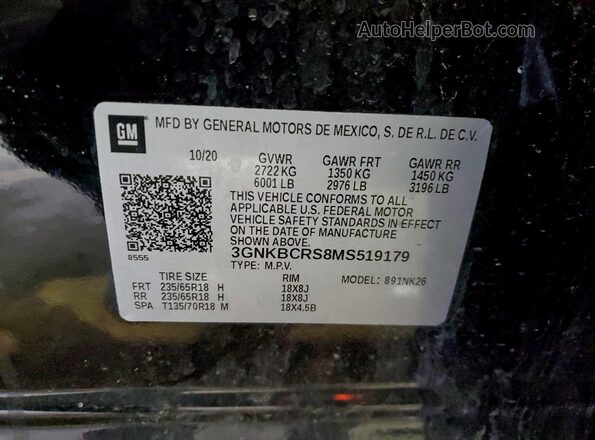 3GNKBCRS8MS519179 2021 CHEVROLET BLAZER Black 
