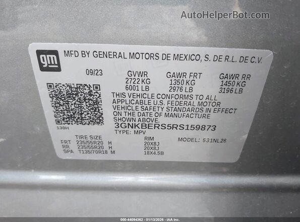 3GNKBERS5RS159873 2024 CHEVROLET BLAZER Gray Вид підкапотного простору