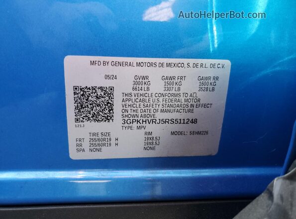3GPKHVRJ5RS511248 2024 HONDA PROLOGUE Blue 360 interior view