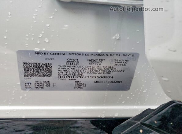 3GPKHZRJ1SS508974 2025 HONDA PROLOGUE White Панорамний вид салону 360°