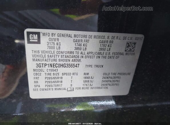 3GTP1NEC0HG356547 2017 GMC SIERRA Black Շարժիչի բաժամունքի տեսք
