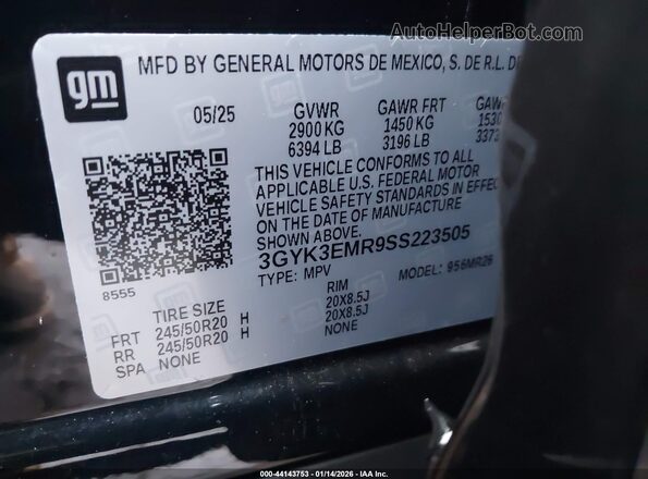 3GYK3EMR9SS223505 2025 CADILLAC OPTIQ Black Вид підкапотного простору