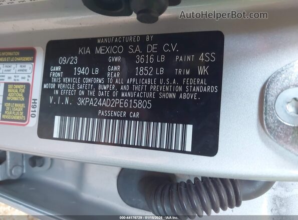 3KPA24AD2PE615805 2023 KIA RIO Silver 