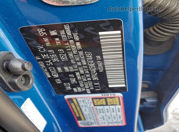 3KPA24AD5NE474497 2022 KIA RIO Blue ძრავის განყოფილების ხედი