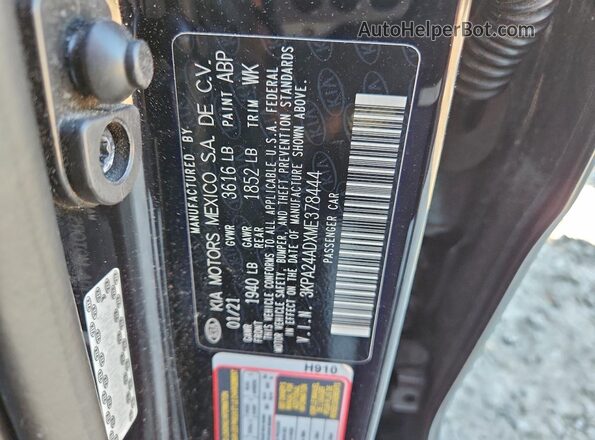 3KPA24ADXME378444 2021 KIA RIO Черный 