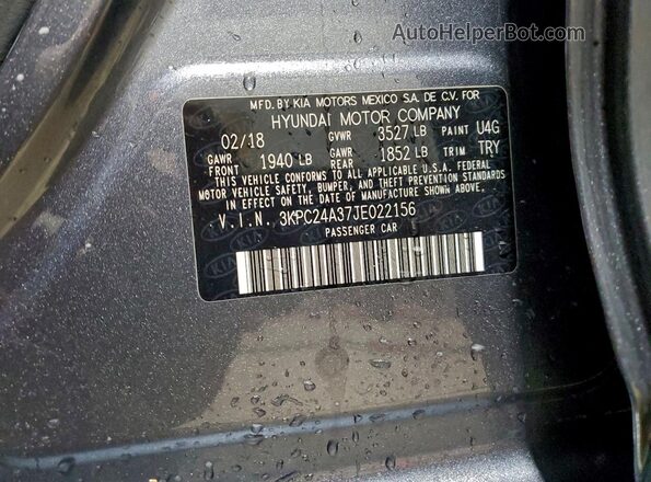 3KPC24A37JE022156 2018 HYUNDAI ACCENT Charcoal Engine compartment view