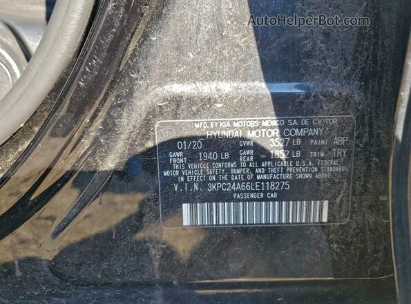 3KPC24A66LE118275 2020 HYUNDAI ACCENT Black Vista del compartimento del motor