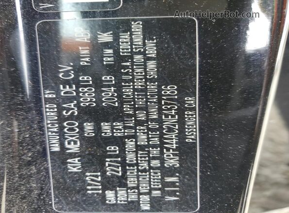 3KPF44AC2NE437186 2022 KIA FORTE Black Вид підкапотного простору