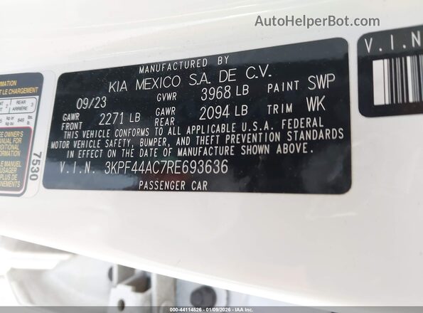 3KPF44AC7RE693636 2024 KIA FORTE White Вид підкапотного простору
