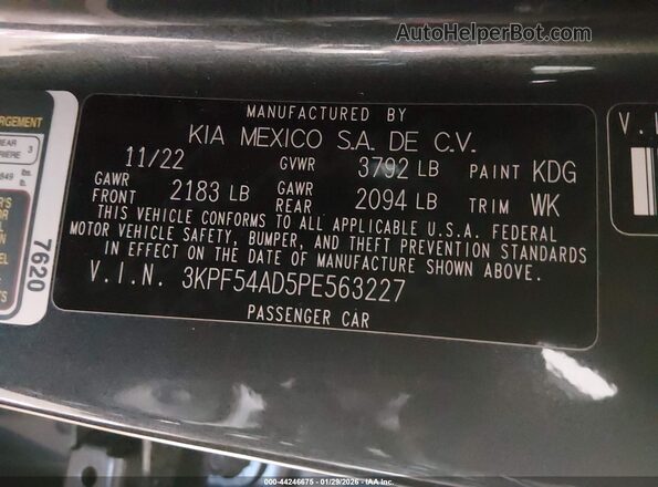 3KPF54AD5PE563227 2023 KIA FORTE Gray Vista del compartimento del motor